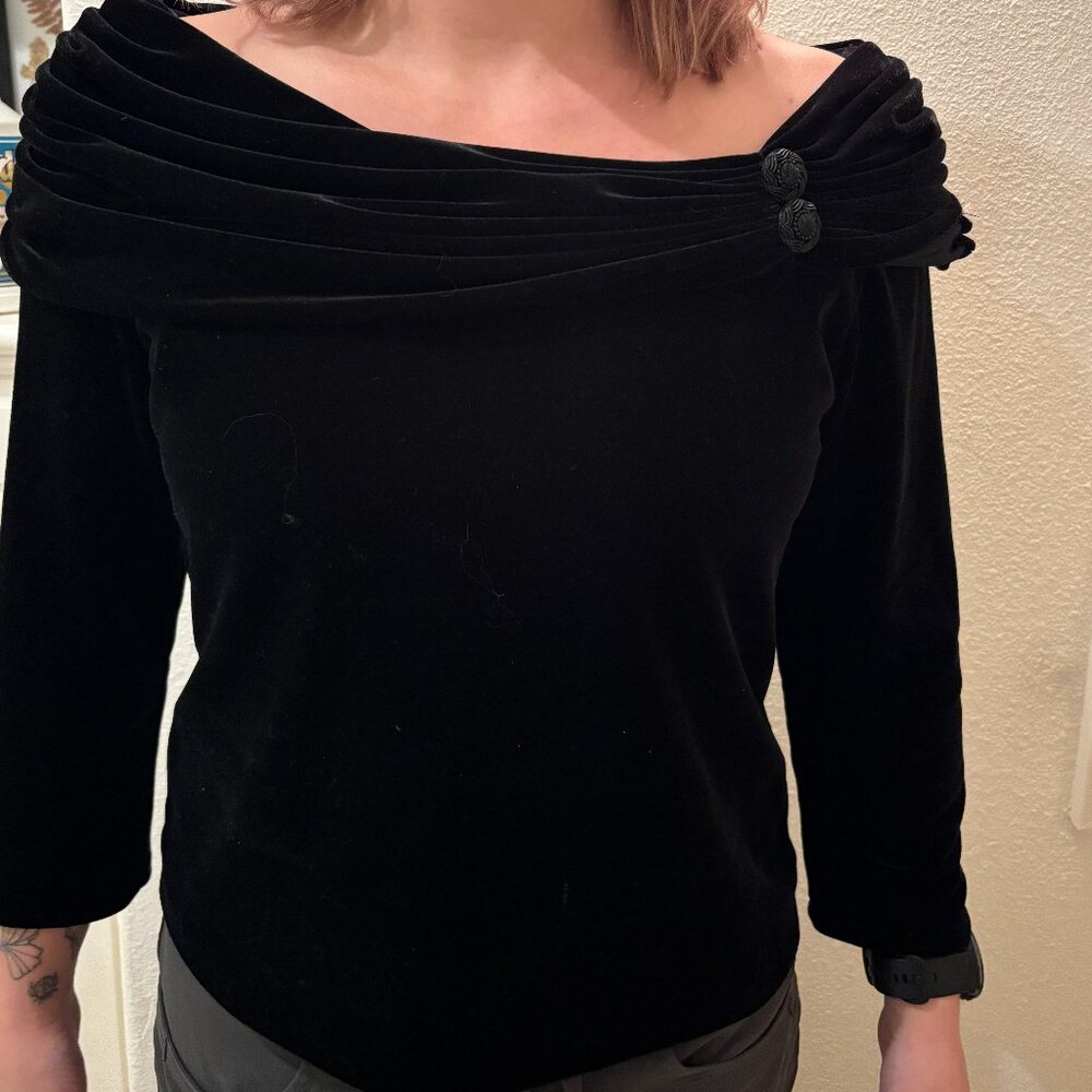 Xscape by Joanna Chen Black Velvet top